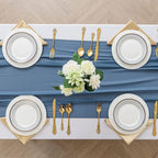 12Pack 9ft Chiffon Table Runner 14x108 Inch Sheer Romantic Table Runner for Wedding Birthday Party Bridal Shower Outdoor Decoration-Dusty Blue