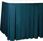Ultimate Textile Pleat Polyester Fabric Table Skirt - Machine Washable Flame Resistant with Clips for Events, Weddings & Trade Shows, Cut & Sewn in Paterson, NJ - Lagoon, 14' Box Pleat