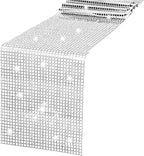 SquarePie Disco Table Runner 1 Pack - Silver Mirror Sequin Glitter Foil Runner for Disco Party Decor Retro 70s 80s Theme, Bachelorette Birthday Dance Decoration 12x108 Inch