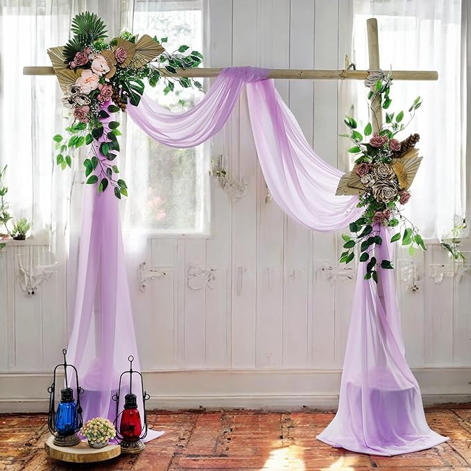 MDS Halloween Chiffon Draping Fabric - 2 Panel, 30" Wide x 20ft Long - Sheer Spooky Arbor & Canopy Drapery for Haunted House Backdrops, Party Ceilings, DIY Costumes & Themed Events - Orchid