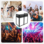Portable DJ Booth 40" x 20", DJ Facade Table with Black/White Light Scrims, Foldable DJ Stand for Laptop and Controller,with Carry Bag, Cable Hole, Perfect for Bars, Clubs, Party, Private Events