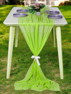 MDS Halloween Chiffon Table Runner - 20 Pack, 29 x 120 Inches, 10ft Each - Sheer Spooky Table Runners for Haunted House Parties, Trick-or-Treat Tables, Witchy Décor, Wedding & Events - Parrot Green