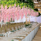 Wisteria Hanging Flowers,Fake Hanging Flowers,Wisteria artificiales Garland for Home Wedding Arch Floral Party Garden Ceremony Outdoor Decor,3.6 feet Long(108,Pink)