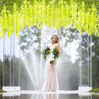 24 Pack Artificial Fake Wisteria Vine Ratta (3.75 Feet) Hanging Garland Silk Flowers String Home Party Wedding Decor (Green)