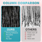 2 Pack Black Tinsel Foil Fringe Curtains, Black Party Decorations, Metallic Tinsel Party Streamers Backdrop for Birthday Halloween New Years Graduation Party Decorations