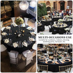12 Pack Black Round Tablecloth 90 Inch Black Table Cloth Stain and Wrinkle Resistant Reusable and Washable Polyester Fabric Table Covers for Buffet Wedding Party and Banquet