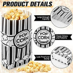 200 Pcs Paper Popcorn Bags Bulk 2 oz Large Flat Bottom Boxes Red and White Disposable Container Sleeve Movie Night Popcorn Bucket for Retro Movie Themed Party Carnival Supplies (Black and White)