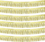 6 Pack 10 Feet Foil Fringe Garland Metallic Tinsel Streamers Banner Wall Hanging Curtain Backdrop Banner for Parade Floats, Thanksgiving, Christmas, Birthday, Halloween Party Decorations(Light Gold)
