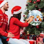 Christmas Round Fox Metal Tin Sign - Red Bird Winter Vintage Sign for Home & Outdoor Decorations - 12 * 12 in