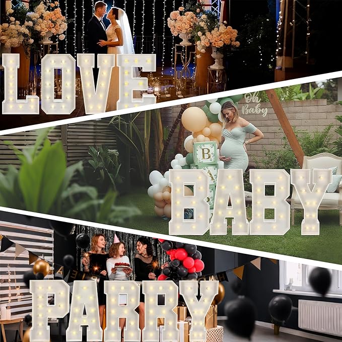 Marquee Light Up Letters: 4FT Large Decorative Signs for Party Decorations Baby Shower Birthday Wedding Engagement Anniversary, 4 Feet Tall Pre-Cut DIY Foamboard Letter B - Easy to Assemble