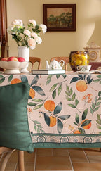 patdrea Designer Vintage Linen Rectangle Table Cloth,Framhouse Oranges and Leaves Pattern French Tablecloth,Fall Decor Cover for Kitchen Dining Christmas,Thanksgiving,55"x79"-Palladin a