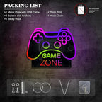 ineonlife Game Zone Controller Neon Sign Mirrored Colorful LED Lights for Gaming Room Decor Light Up Signs for Teen Boy Bedroom Decoration Best Gift for Kids 11.42 x 14.17 inches USB Powerd