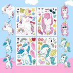 Aowplc 30 Sheets Make a Unicorn Stickers for Kids Party Favors, Birthday Decorations & Craft Activities