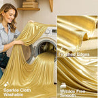 20x10 ft Gold Sequin Backdrop Curtain with Lights for Parties, Wrinkle Free Glitter Photo Backdrop Drapes Shimmer Back Drop Cloth with Light Strings for Wedding Birthday Photography Background