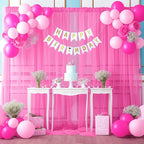 10x10 Hot Pink Tulle Backdrop Curtains for Parties, Sheer Backdrop Curtain Wedding Photo Background Drapes for Baby Shower Photography Birthday Party