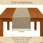 Chardin home Natural Jute Table Runner 13x36 Inch – Vintage Boho Rustic Table Decor – Handwoven Table Runner in Natural Jute and Black – Farmhouse Dining or Console Table Accent