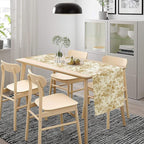 Retro Floral Table Runner, Golden White Wildfloral Sketch Print Kitchen Dinning Table Runner for Indoor Outdoor Home Wedding Party Holiday, 13x60 Inch