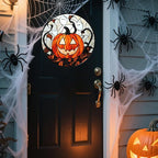 Stained Glass Window Hanging - Halloween Decorations Pumpkin Ghost Suncatcher for Doors Garden Indoor Spooky Funny Orange Sun Catchers Gothic Decor Horror Gifts for Women Men Friend 6.3 in