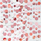 Rose Gold Party Decorations Dusty Pink Circle Dots Garland Blush Pink Hanging Paper Polka Dot Streamer for Birthday Wedding Bridal Shower Bachelorette Engagement Baby Shower Anniversary Party Supplies