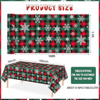 4.5x 100 Ft Roll of Christmas Buffalo Plaid Plastic Tablecloth Decorations,Disposable Red Green Snowflake Table Cover Photography Backdrop with Cutter Box for Christmas Holiday New Year Party Supplies