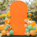6FT Orange Arch Backdrop Cover - Polyester Fitted Wedding Arch Stand Covers Round Top Chiara Arch Backdrop Cover for Birthday Party Banquet Photo Background Decoration