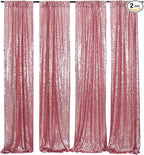 Poise3EHome Fuchsia Pink Sequin Backdrop, 4 Panels 2x8ft Glitter Curtain for Weddings, Parties, Photo Booth Decor