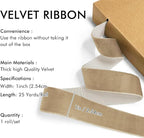 Khaki Velvet Ribbon 1'' 25 Yards for Christmas Tree, Gift Wrapping, Flower Bouquet, Wreath Decorations, Bow Making