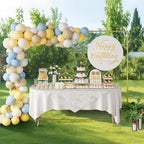Walensee 7.9FTx6.6FT Gold Wedding Arch Backdrop Stand, Adjustable Square Metal Arch Frame for Ceremony Party Birthday Baby Shower Bridal AnniversaryGarden Balloon Photo Decoration
