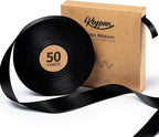 Black Ribbon 7/8 Inch 50 Yards Double-Faced Polyester Hair Satin Ribbons for Women, for Wrapping Paper Bows Gift Wedding Invitations DIY Crafts