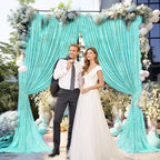 10 x 7 Feet Blue-Green Backdrop Curtain for Partie, Background Curtains for Photoshoot, Birthday, Wedding, Halloween, Thanksgiving, Christmas Day, New Year Party Decorations 5Ft x 7Ft, 2 Panels