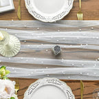 Artoid Mode Pearl Gauze Table Runner 59x120 Inch , Seasonal Sheer Kitchen Dining Holiday Wedding Birthday Baby Shower Table Decor for Home Party