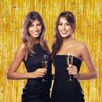 3 Pack Foil Fringe Backdrop - Gold Shiny Tinsel Curtains for Party Decoration/Photo Booth Props - 3.3x8.2 FT Metallic Foil Backdrop for Birthday, Wedding, Graduation, Christmas.