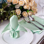 36 Pack Square Satin Dinner Napkins, 16x16 Inches Silky Soft Smooth Table Cloth Napkins for Restaurant Weddings Banquet Party Decoration, Mint Green