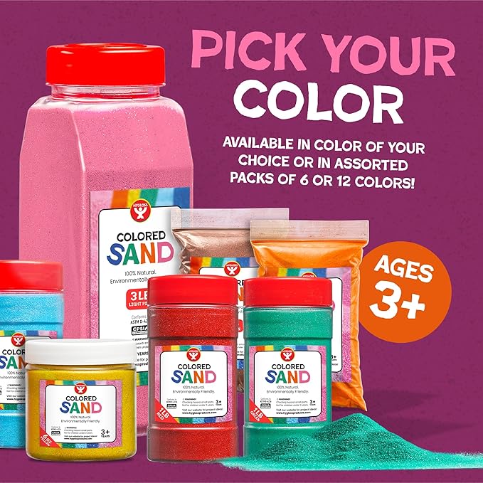 Hygloss Colored Sand for Crafts – 3 lb Bottle, Pink – Vibrant Colorful Fine Sensory Play Sand Art Kits for Kids – Classroom Activities for Children 3 4 5 6 7 8 9 10 11 12 – Safe for Ages 3+