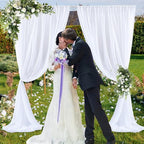PARTISKY 10x10ft White Chiffon Sheer Backdrop Curtains (2 Panels 5x10ft Each) -Wrinkle-Free Drapes for Wedding, Birthday Party & Photography Stage Decor