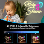 Baby Shower Neon Sign for Wall Decoration,Dimmable Oh Baby Neon Light for Gifts Bathroom Salon Children's Room Surname Shower Party(16.54 * 12.6In)