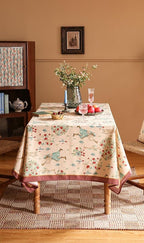 patdrea Designer Italian Beige Tablecloth for Rectangle Table,Vintage Anti-Wrinkle Linen Tree Pattern Table Cloth,Decor Cover for Kitchen Dining,Christmas,Thanksgiving,55"x79"-Tatiana a