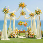 1 Panels Wedding Arch Draping Fabric Ivory Sheer Backdrop Curtain Arch Drape for Wedding Ceremony Reception,Bridal Shower Party Decorations 28" X 19ft
