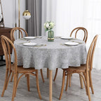 maxmill Flaxy Faux Linen Tablecloth with 2-Tone Slubby Texture Wrinkle Resistant Anti-Shrink Soft Table Cloth for Kitchen Dining Restaurant Tabletop for Event Dinner Round 70 Inch Light Gray