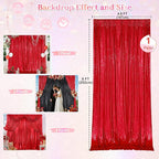 Red Backdrop Curtain for Wedding Parties: 4.8x8FT Chrstmas Curtains Backdrop Drapes for Graduation Birthday Photography Home Decoration
