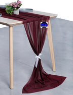 MDS 2 Pack 14ft Chiffon Table Runner 29 x 170 Inches Sheer Wedding Runner Romantic Rustic Table Runner for Wedding Decorations, Birthday Parties, Bridal Shower Party Arch Decor - Burgundy