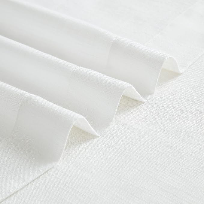 Vision Home White Pinch Pleated Semi Sheer Curtains Textured Light Filtering Window Curtains 90 inch for Living Room Bedroom Patio Rayon Blended Pinch Pleat Drapes with Hooks 1 Panel 80" Wx90 L