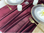Luxurious Velvet Table Runner, 10ft Wedding Reception Decorations, 20x120inch Soft Velvet Fabric, Table Linen Overlay, Wedding Table Runners (Burgundy, 20X120inch, 5pack)