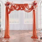 Arch Drapes for Wedding Arch Draping Fabric 6Panels Terracotta Sheer Backdrop Curtain for Ceremony Bridal Party Decor 19Ft Length x 28" Width