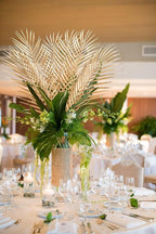 29” Large Gold Palm Leaves Palm Fronds Tropical Leaves Areca Palm Branches Artificial Palm Leaves with Stem Golden Palm Tree Leaves Faux Palm Leaves for Floral Arrangement Fake Gold Leaves 12Pcs