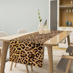 Leopard Print Dinning Table Runner, Cotton Linen Rustic Cottage Country Farm Safari Wildlife Fur Print Table Runners for Table Dresser Runner Dinning Kitchen Party Holidays Home, 13x60 Inch