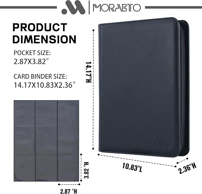 Card Binder 9 Pockets,Trading Card Binder Holds up to 864 Cards with 48 Sleeves,Zipper Card Holder Album Compatible with TCG Card/Game Cards/Sports Card