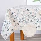 Mysky Home Rectangle Table Cloth 60x120 Inch - Spring Summer Floral Tablecloth, Waterproof Linen Fabric Oblong Table Cloth for Kitchen Dining Tablecloth for 6 Feet Table Blue, Small Blue Flower Design