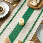 Artoid Mode Dark Green Farmhouse Woven Rustic Table Runner, Seasonal Holiday Hollow Kitchen Dining Table Decoration for Home Party Decor 12x48 Inch