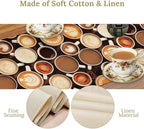 Coffee Theme Table Runner, Farmhouse Coffee Cup Latte Cappuccino Tea Party Rustic Cafe Table Center Decor for Home Kitchen Dining Patio Holiday Party Indoor Outdoor Table Decorations,13"x72" Inch